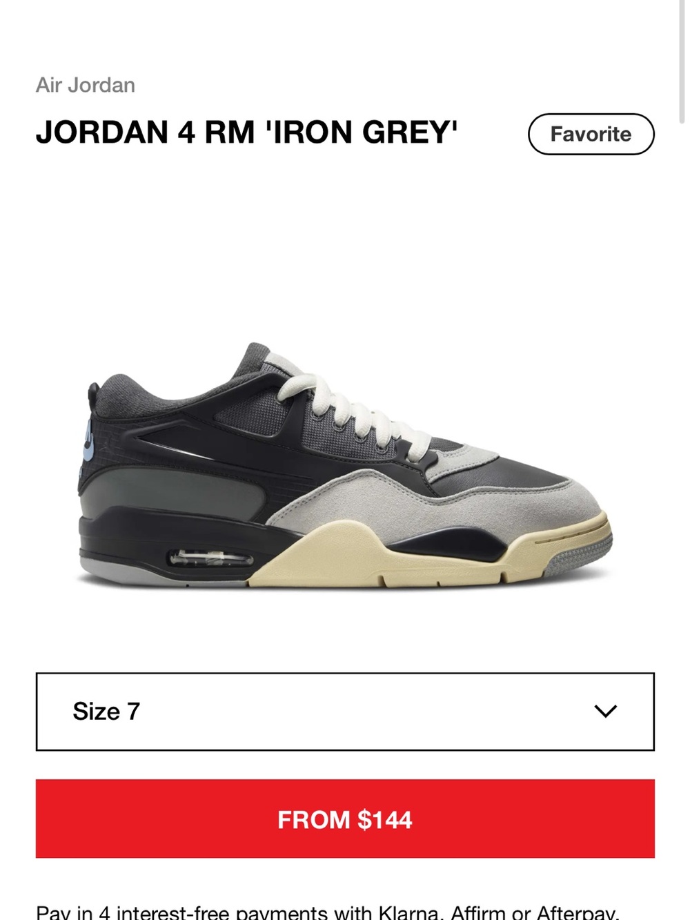 Nike Jordan 4 RM 'Iron Grey'
